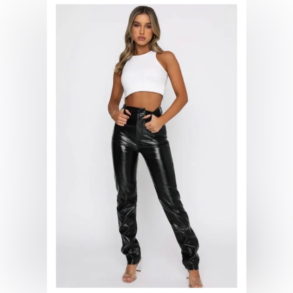 White Fox Boutique Black Straight Leg Faux Leather Pants